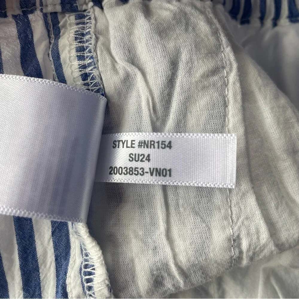 Madewell 100% Cotton Drawstring Pull On Shorts Blue Stripe Size Large EUC